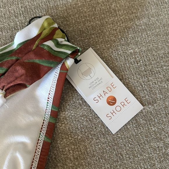 Shade & Shore Tropical Leaf Bikini Bottom S Low Rise Medium Coverage - Picture 2 of 4